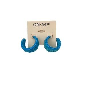 NWT On 34th Blue Hoop Earrings